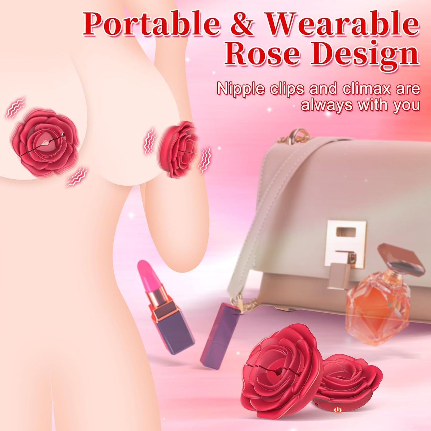 Rose Vibrating Nipple Clamps Sex Toys Pleasure Women