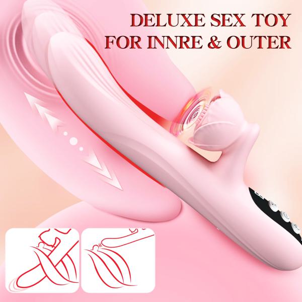 Rabbit Vibrators 4 in 1 Thrusting Vibrator with 7 Licking Thrusting