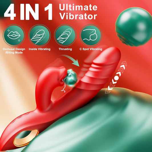 4 IN1 G Spot Vibrators Tongue Clitoral Stimulator Rose Sex Toy