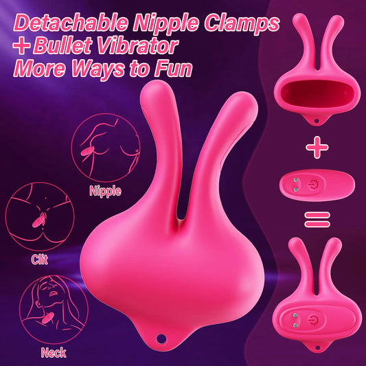 Vibrating Nipple Clamps Women Sex Toys with 9 Vibration Modes