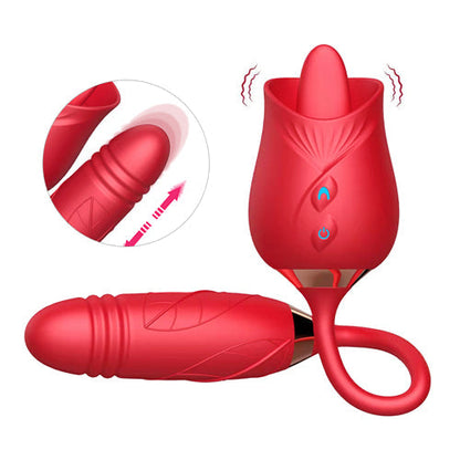 Licking Rose Vibrator Dildo Pro3 Red