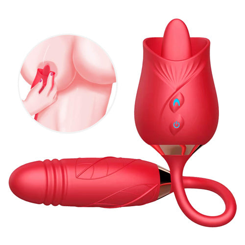 Licking Rose Vibrator Dildo Pro3 Red