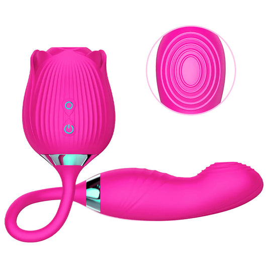 Sucking Slap Rose Dildo Vibrator Hot Pink