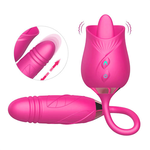 Licking Rose Vibrator Dildo Pro3 Red