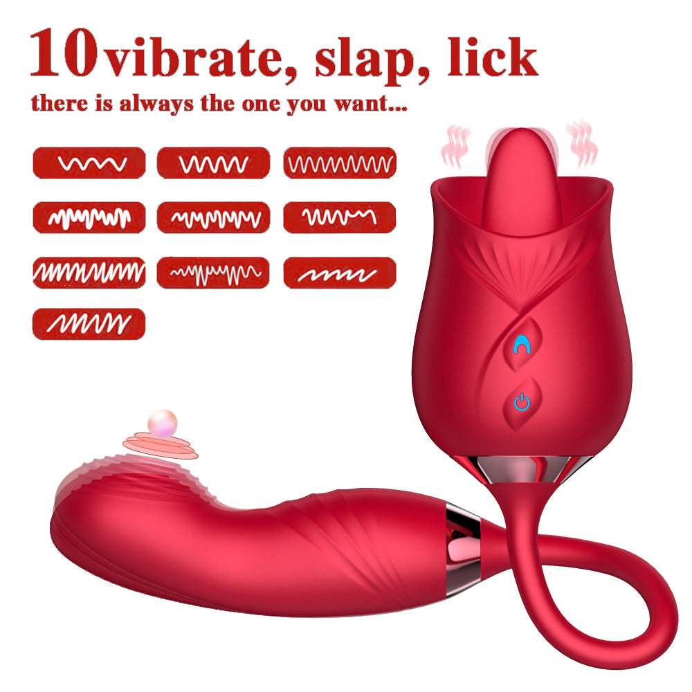 Licking &Slap Dildo Rose Red