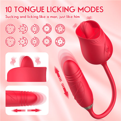 Licking Rose Vibrator Dildo Pro3 Red