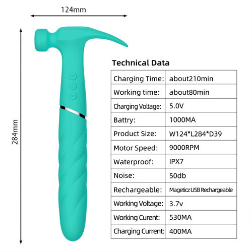 Rounded Hammer Vibrator Green