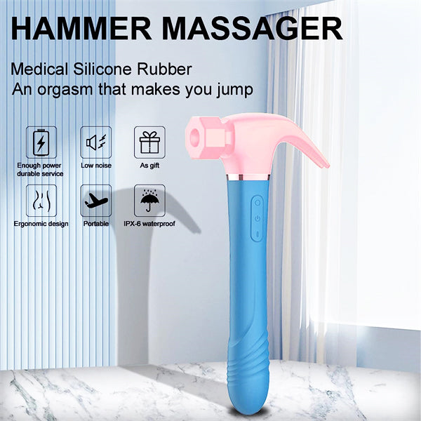 4IN1 Sucking & Thursting & Vibrating & Licking Hammer Vibrator Pink