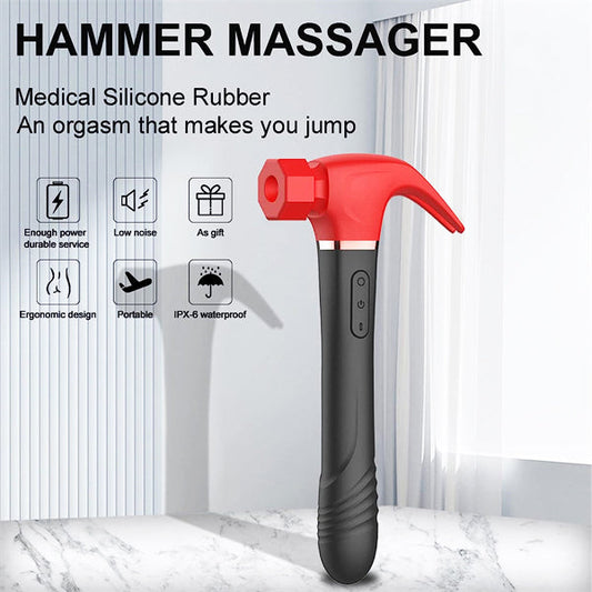 4IN1 Sucking & Thursting & Vibrating & Licking Hammer Vibrator Red