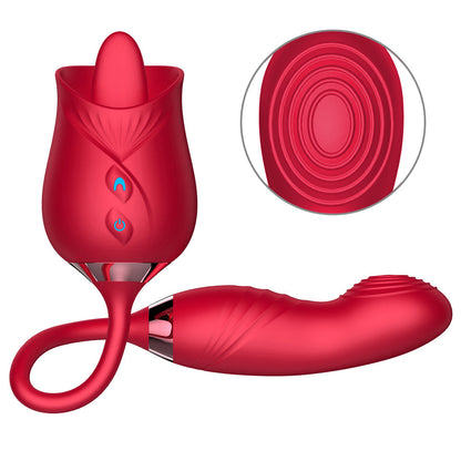 Licking &Slap Dildo Rose Red