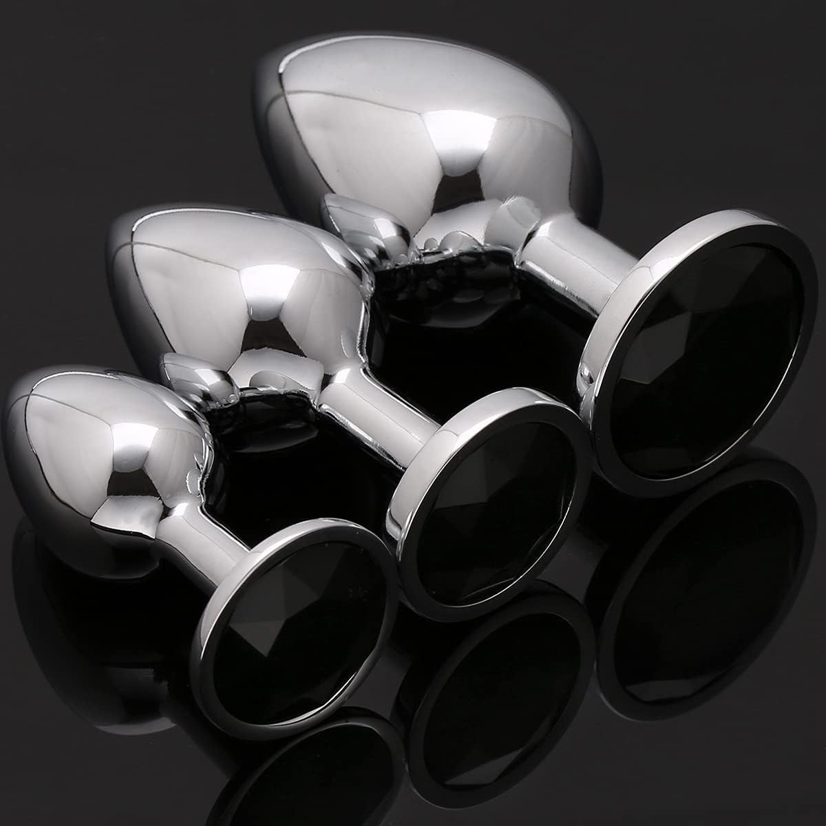 3 Pcs Luxury Jewelry Design Anal Butt Plug (Black/Rounded)