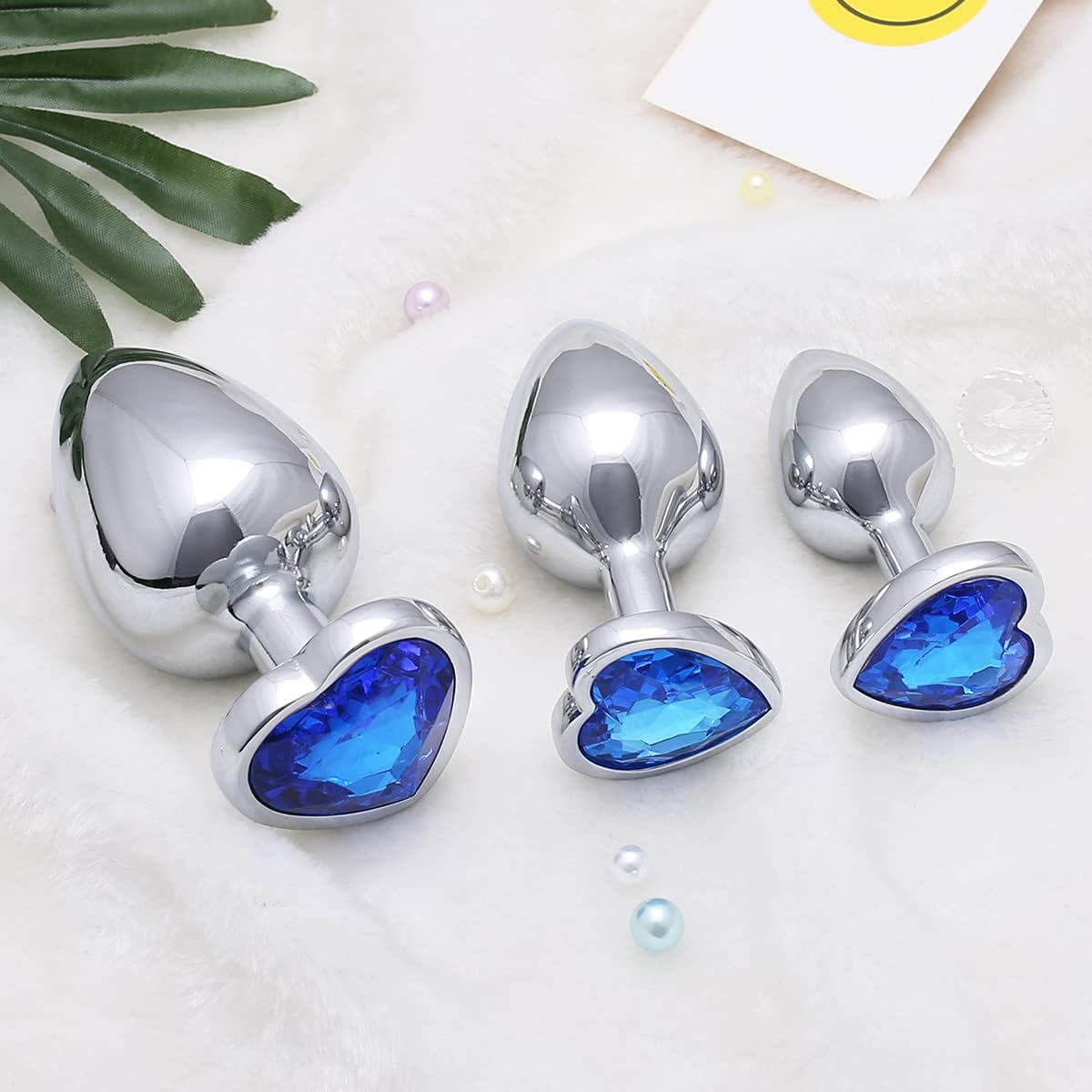 3 Pcs Luxury Jewelry Design Anal Butt Plug (Blue/Heard Shape)