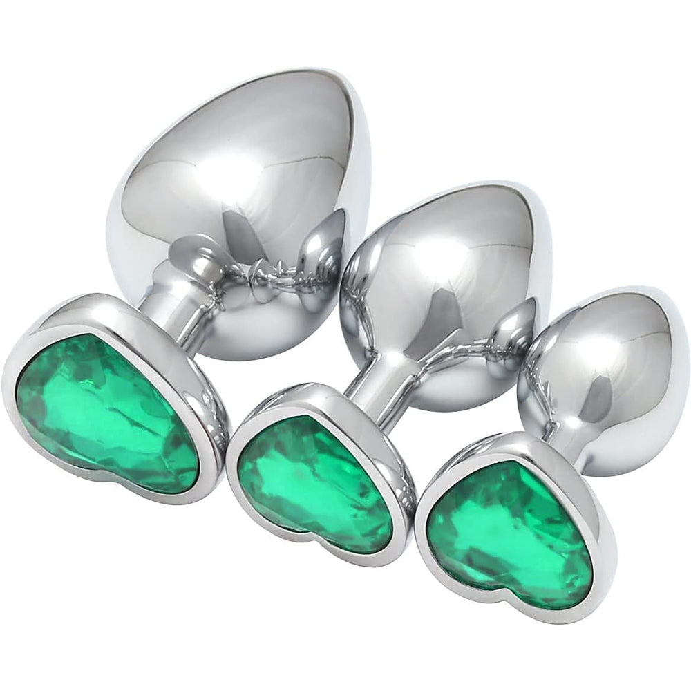 3 Pcs Luxury Jewelry Design Anal Butt Plug (Transparent/Heard Shape)