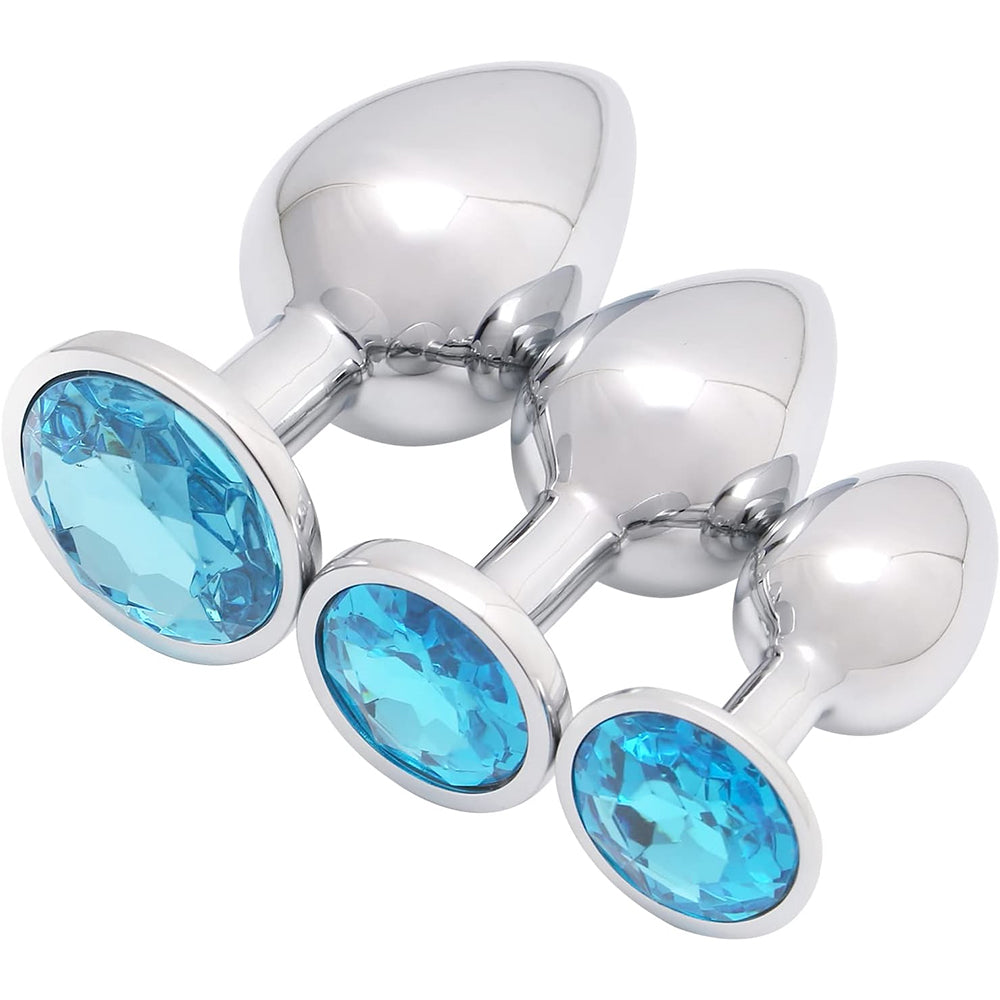 3 Pcs Luxury Jewelry Design Anal Butt Plug (Light Green/Rounded)