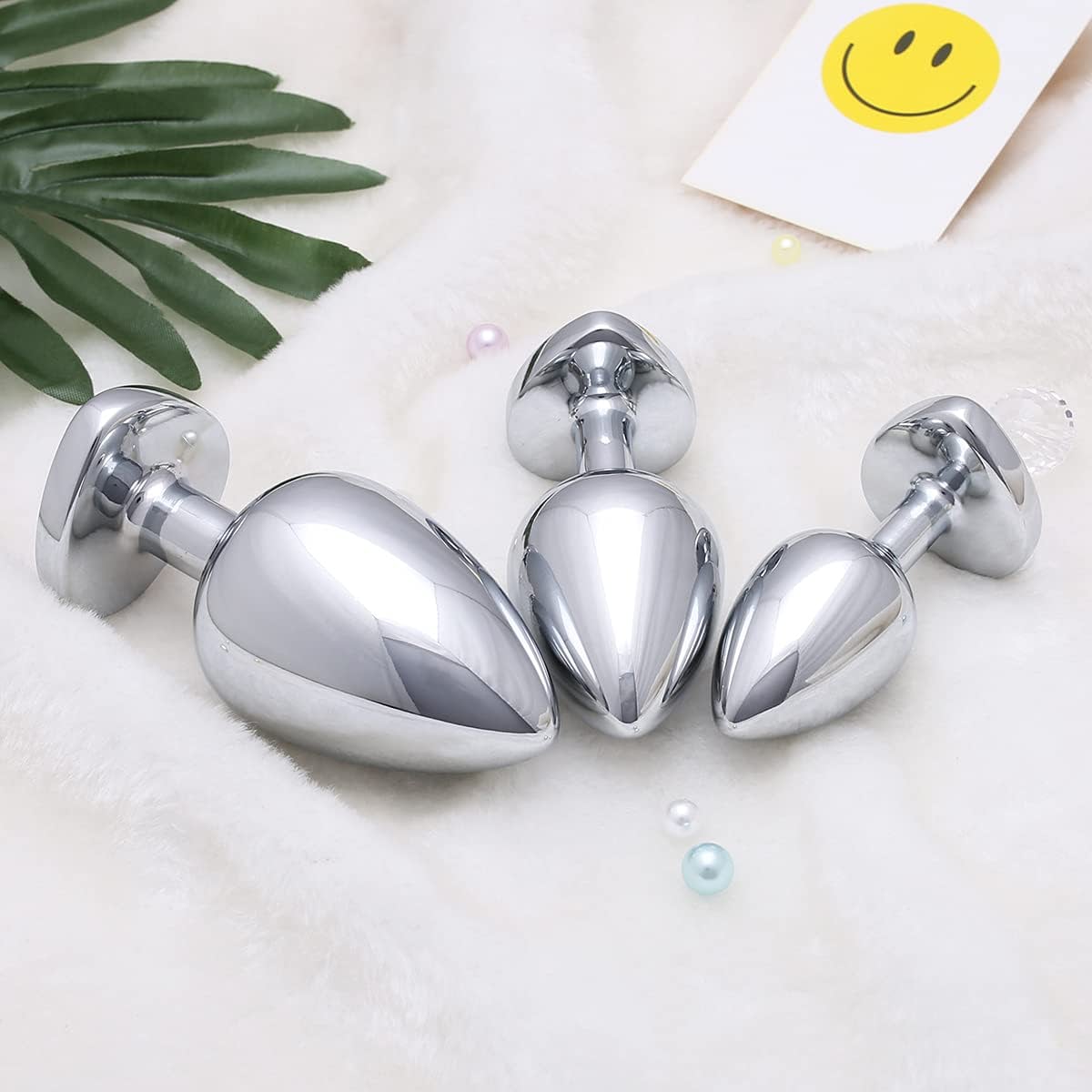 3 Pcs Luxury Jewelry Design Anal Butt Plug (Rosy/Heard Shape)