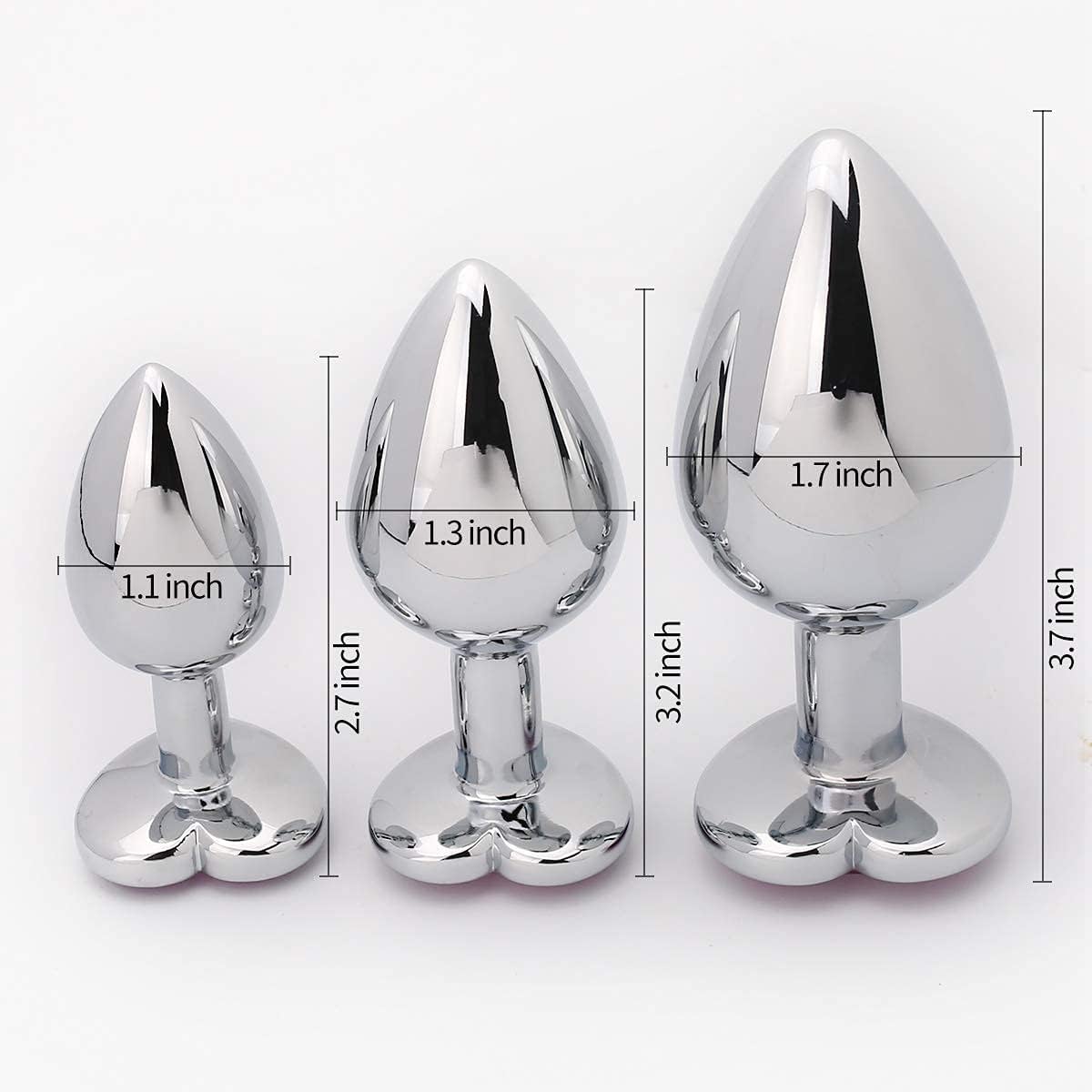 3 Pcs Luxury Jewelry Design Anal Butt Plug (Rosy/Heard Shape)