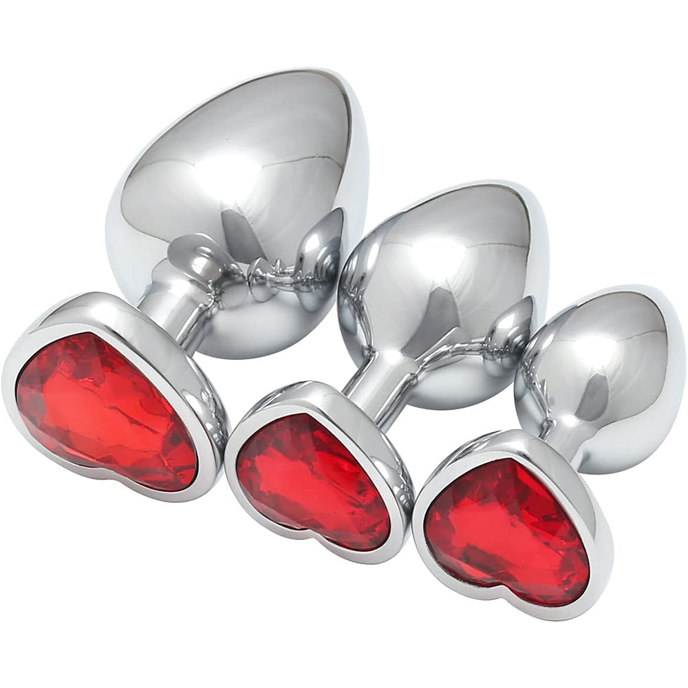 3 Pcs Luxury Jewelry Design Anal Butt Plug (Transparent/Heard Shape)