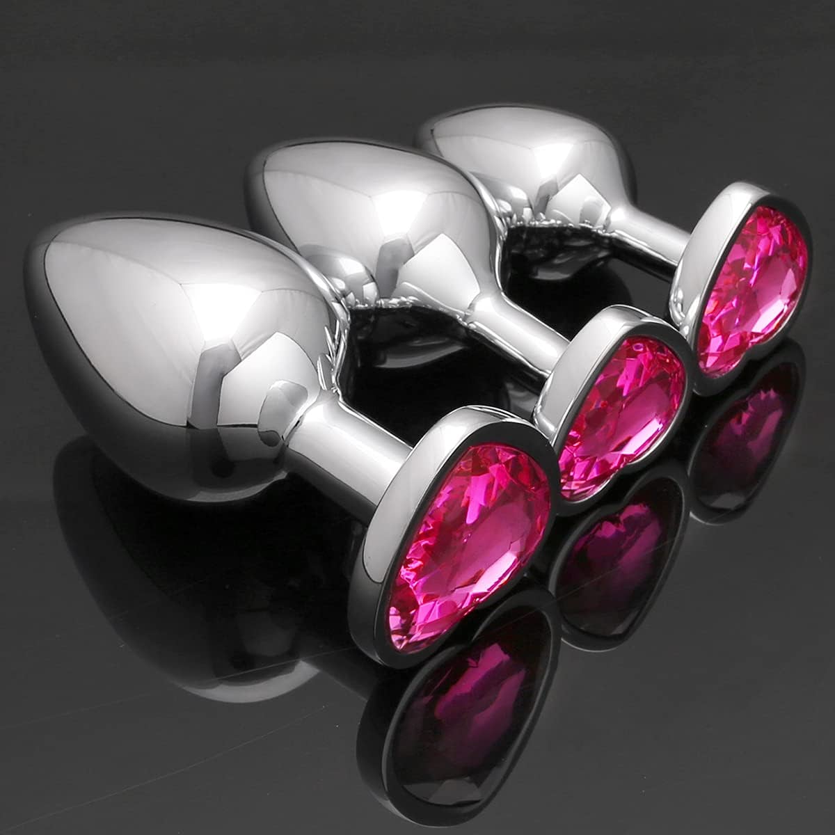 3 Pcs Luxury Jewelry Design Anal Butt Plug (Rosy/Heard Shape)