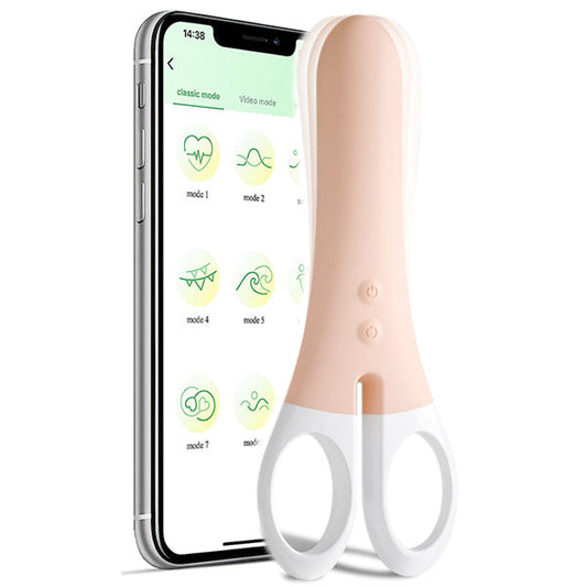 APP Controlled Vibrating Scissors Vibrator Flesh