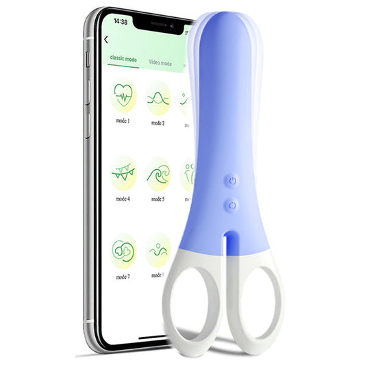 APP Controlled Vibrating Scissors Vibrator Blue