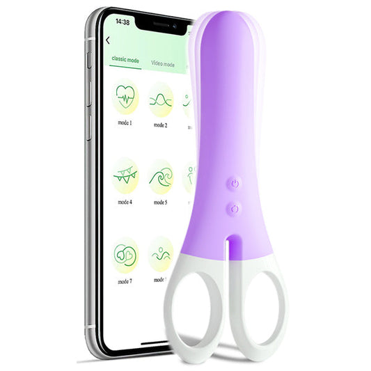 APP Controlled Vibrating Scissors Vibrator Light Purple