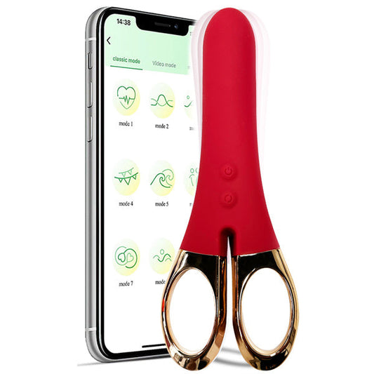 APP Controlled Vibrating Scissors Vibrator Red