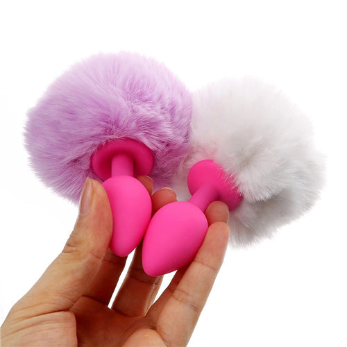 Rabbit Tail Butt Plug_ White & Pink