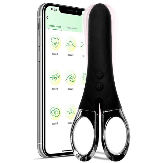 APP Controlled Vibrating Scissors Vibrator Black