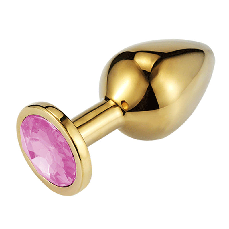 Jeweled Golden Butt Plug_Pink Stone